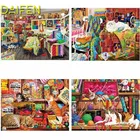 Полностью круглая Алмазная мозаика 5D, алмазная вышивка своими руками, портновский магазин, вышивка крестиком, полноразмерная алмазная живопись, швейная машина с кошкой