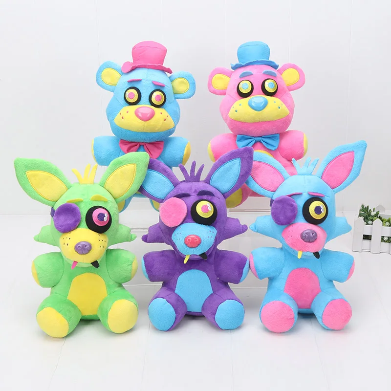 

5 шт./лот 25 см FNAF плюшевая игрушка Foxy blacklight Freddy неоновая Плюшевая Кукла Детская игрушка мягкие игрушки
