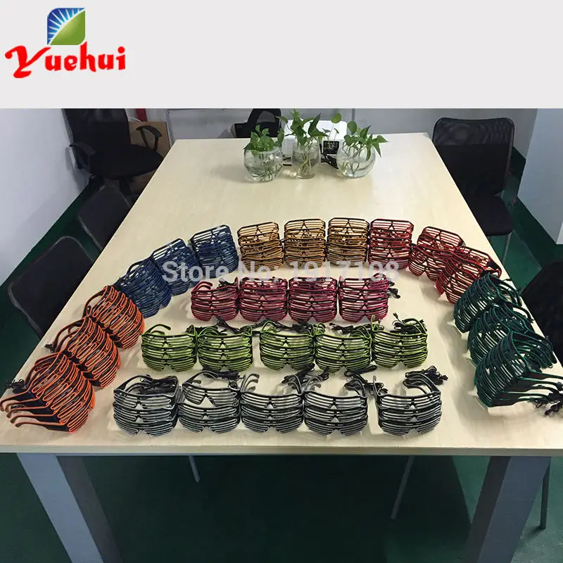 Дешево! 10 цветов сверкающие свадебные декорации LED затвор очки звук активный EL