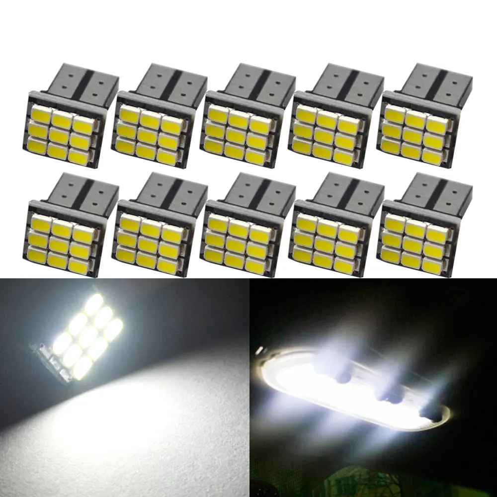 9SMD 10X Белый T10 W5W 194 168 9smd 1206 3020 9 светодиодный Автомобильный светодиодный авто мобильный габаритный фонарь интерьерные лампы запасное освещение 12 В постоянного тока - Испускаемый цвет: 9SMD