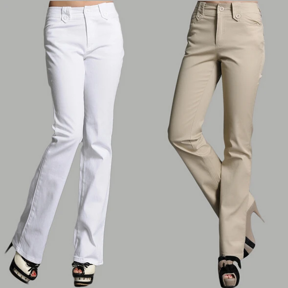 Брюки женские хлопковые в офисном стиле повседневные расклешенные штаны со