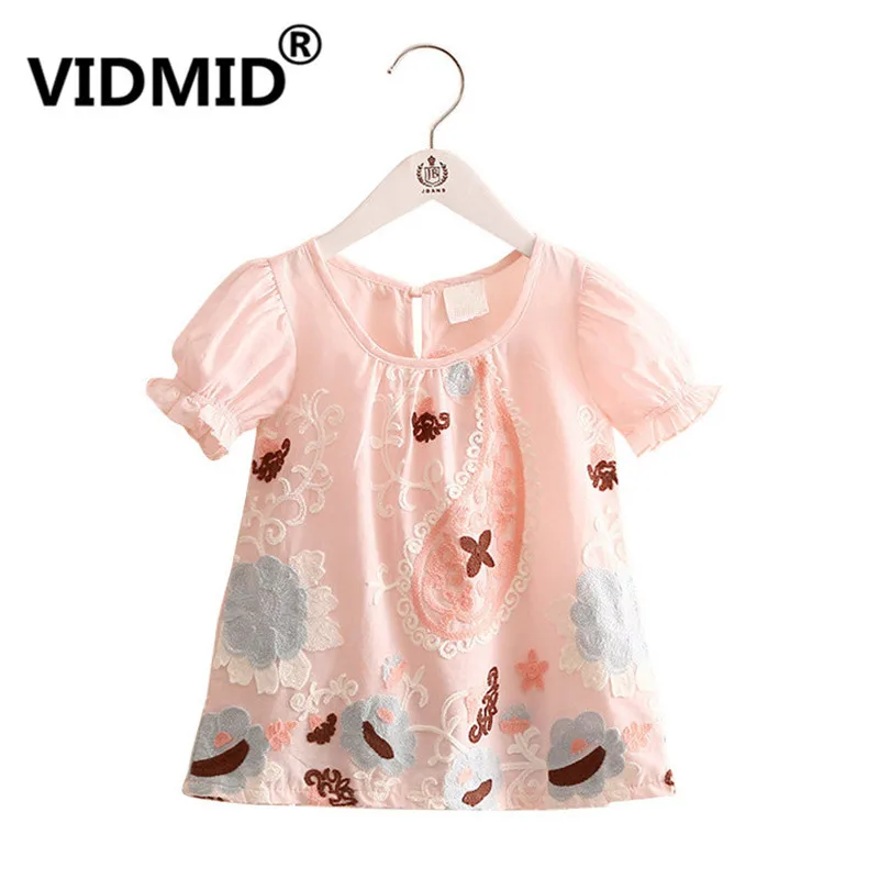 VIDMID/новые модные милые футболки с короткими рукавами для детей цветочным принтом