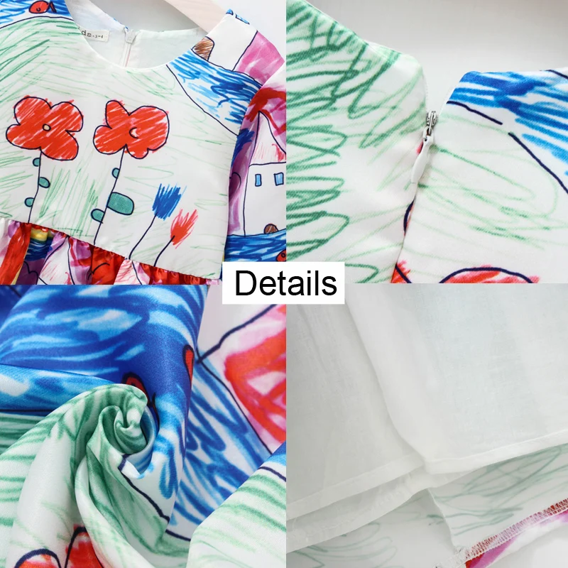 Girls Dress Spring Children Clothing Brand Design Printing Cartoon Long sleeve Kids Clothes for Princess Holiday Party Wedding | Детская