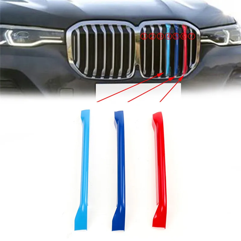 

Car Front Grille Trim Strips Grill Cover Sticker For BMW X7 G07 2019 (7 Grilles) 3D M Styling