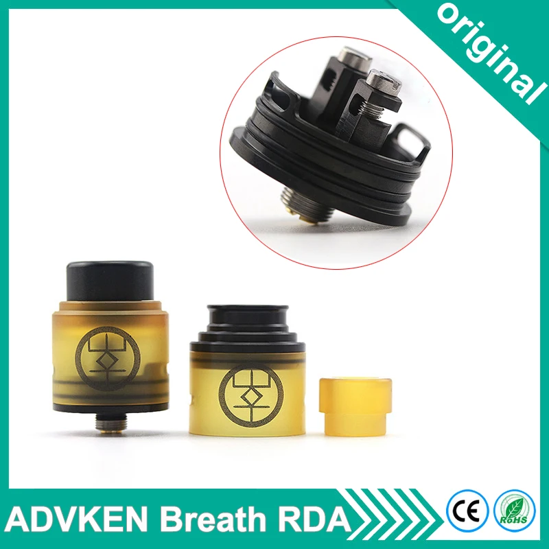 Оригинальный Advken Breathe RDA Tank позолоченный Botton Feed Pin 24 мм Rebuildable Dripper Atomizer Электронная