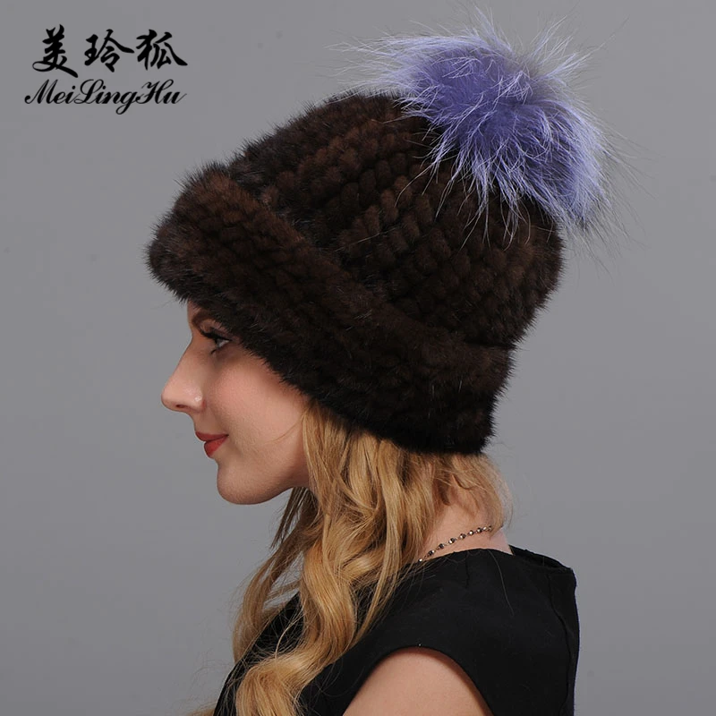 Женская зимняя утепленная шапка помпон с двумя краями|russian winter hats|russian fur hatrussian hat |