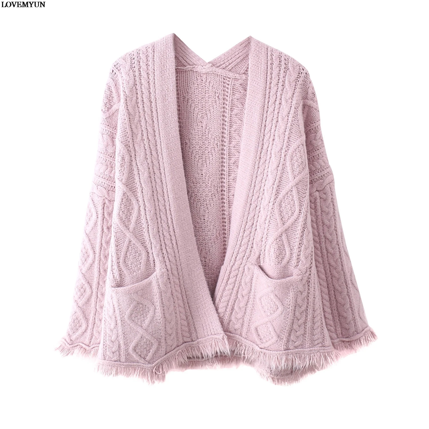 2019 Cardigan Women Tassel Sweter Long Cardigans With Hat Pocket blusas femininas de inverno |