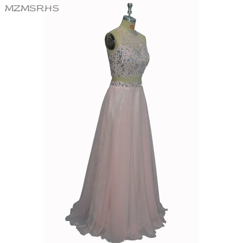 Женское платье для выпускного вечера из двух частей украшенное бисером с