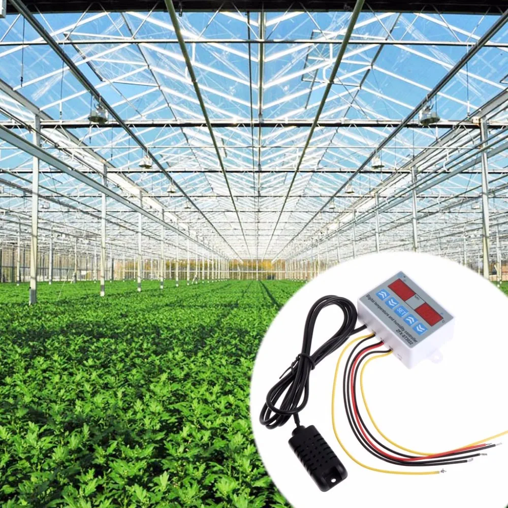 

220V 24V 12V 2 in 1 Digital Temperature Humidity Controller Thermostat With Sensor Gauge Tester Tools