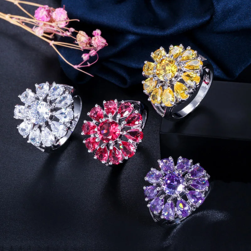 Женское кольцо на палец с фианитом 4 цвета|jewelry nose|jewelry coraljewelry bails glue on |