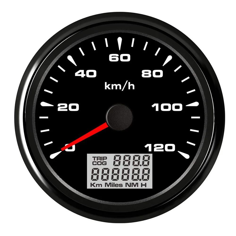 Black 120kmh 85 мм Автомобильный морской катер цифровой измеритель скорости с 7 цветами дисплей с подсветкой gps датчик скорости 120км \ ч 200км \ ч подходит 9~ 32 В - Цвет: Black 120kmh