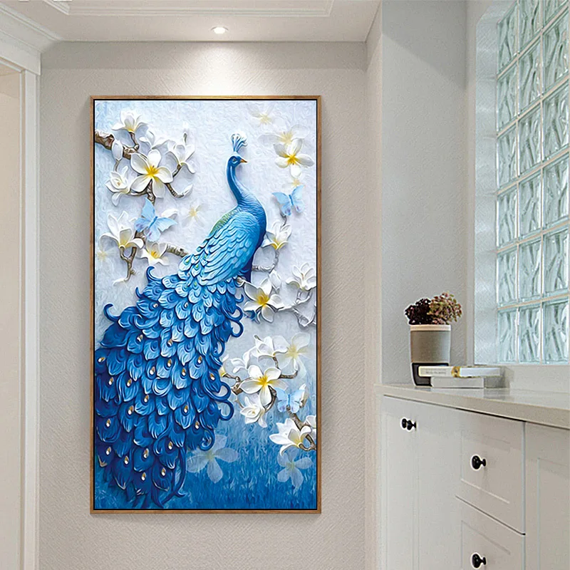 

5D алмазная вышивка своими руками, Алмазная мозаика, специальная форма, полный, трехмерный Павлин, алмазная живопись, вышивка крестиком