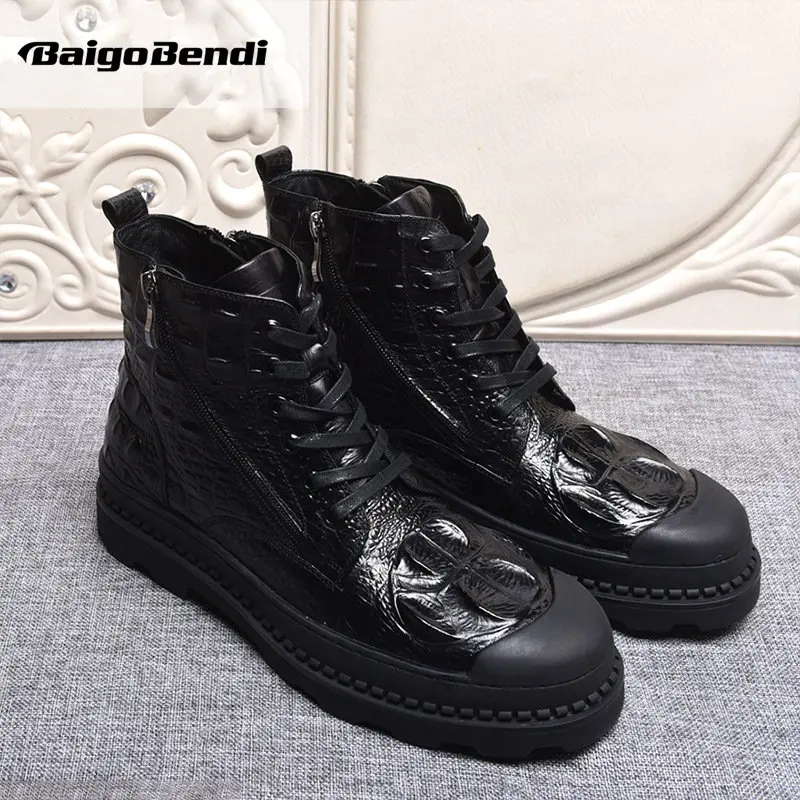 Super Recommand! Hight End Lace Up And Zip Men Work Fashion Boots Man Round Toe Cool Winter Genuin Leather | Обувь