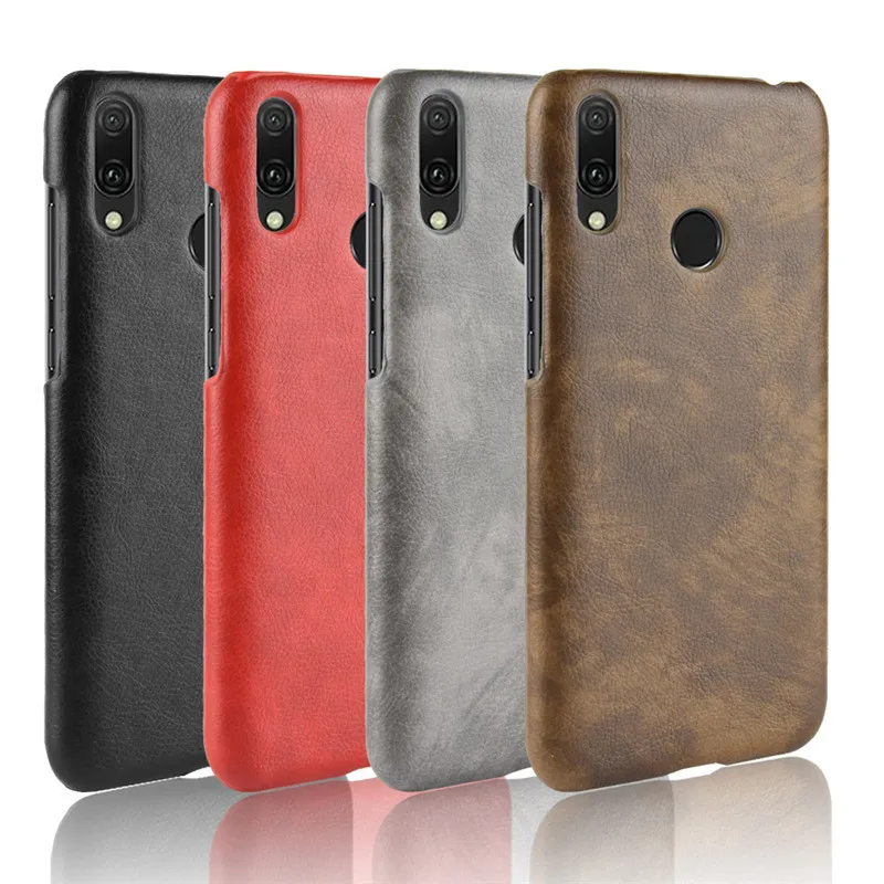Ударопрочный Роскошный Жесткий Чехол из искусственной кожи для Huawei Y9 2019 чехол