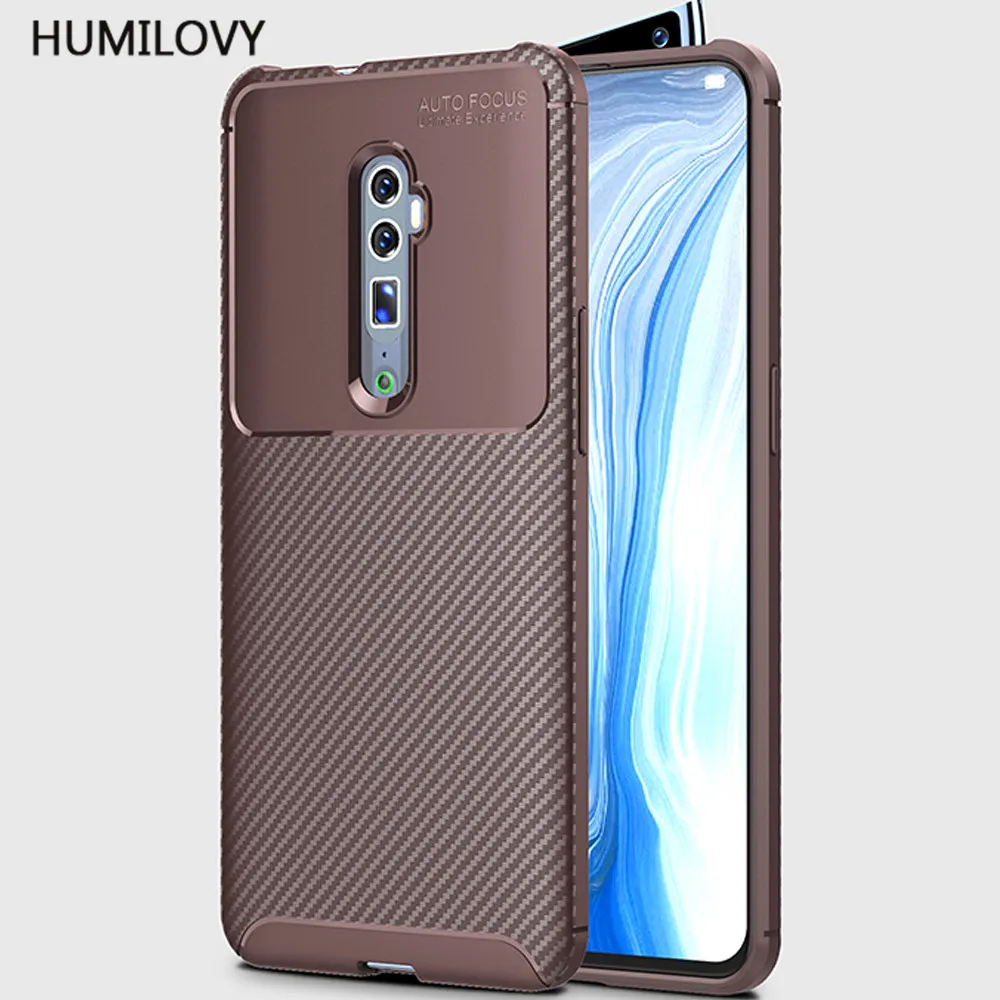 Для OPPO Reno 10x Zoom Case Cover углеродное волокно текстура Ударопрочный Мягкий ТПУ задняя