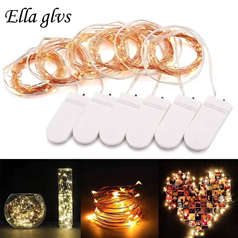 

100pcs Christmas Lights 6.6ft 20 LED Strings Copper Wire For Party Wedding Decoration CR2032 Included Batteries