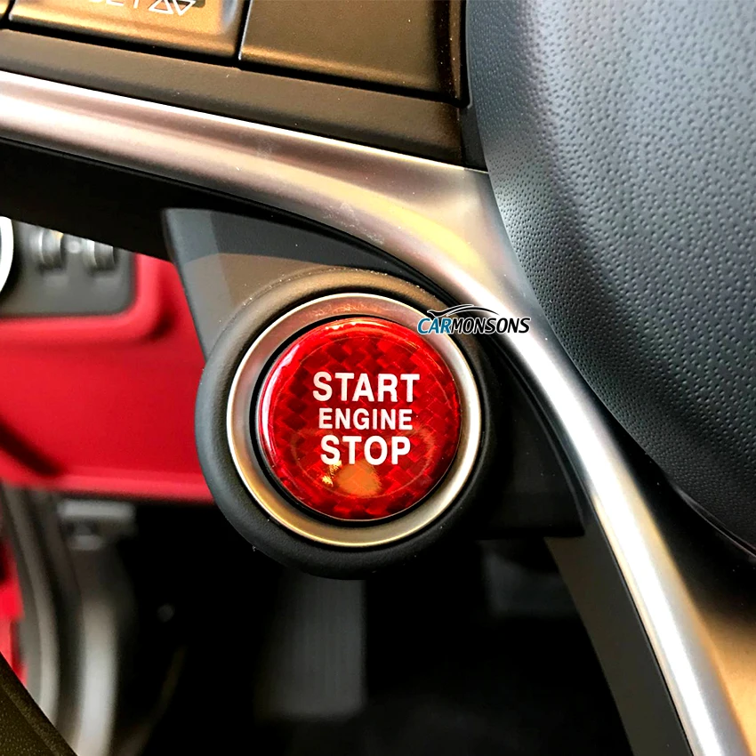 Carmonsons для Alfa Romeo Stelvio Giulia Углеволокно кнопка запуска двигателя накладка наклейки