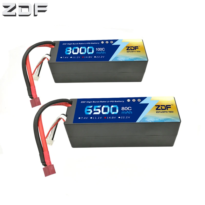 ZDF Lipo Battery 4S 14 8 в 6500 мАч 80C 8000 100C MAX 160C 200C Жесткий Чехол для 1:8 1:10 RC Car E Buggy Truggy Traxxas |