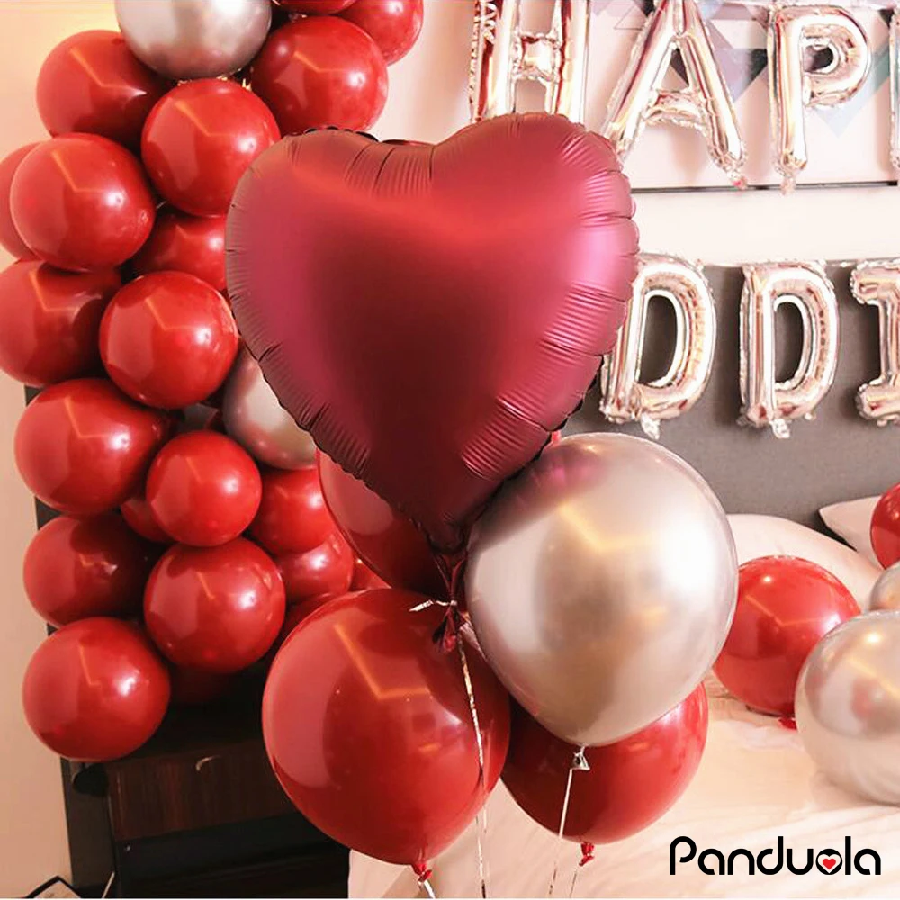 5 шт. 17 дюймов в форме сердца звезды Круглый матовый металл и воздушными шарами