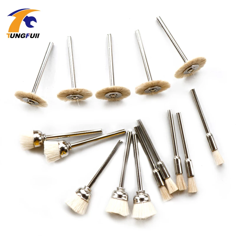 Инструмент Tungfull 15 шт. Белое колесо со щетиной из козьей шерсти подходит для Dremel