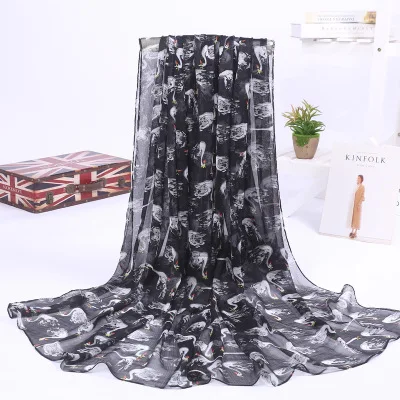 Женский шелковый шарф с принтом, шифоновый платок для пляжа с защитой от солнца, большой размер для девушек, мультицветный, 180*140 см.