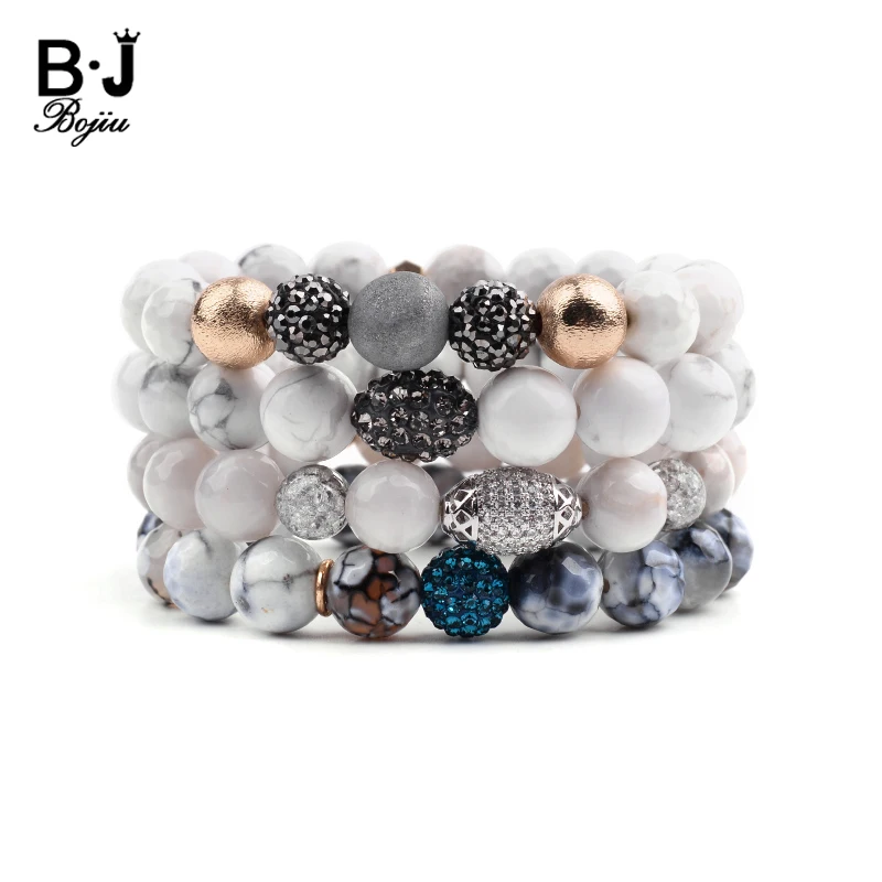 Boho натуральный драгоценный камень женские браслеты с подвесками Белый Howlite настоящий Агат вены дракона хрустальный шар стекло струны бусины браслет BC314