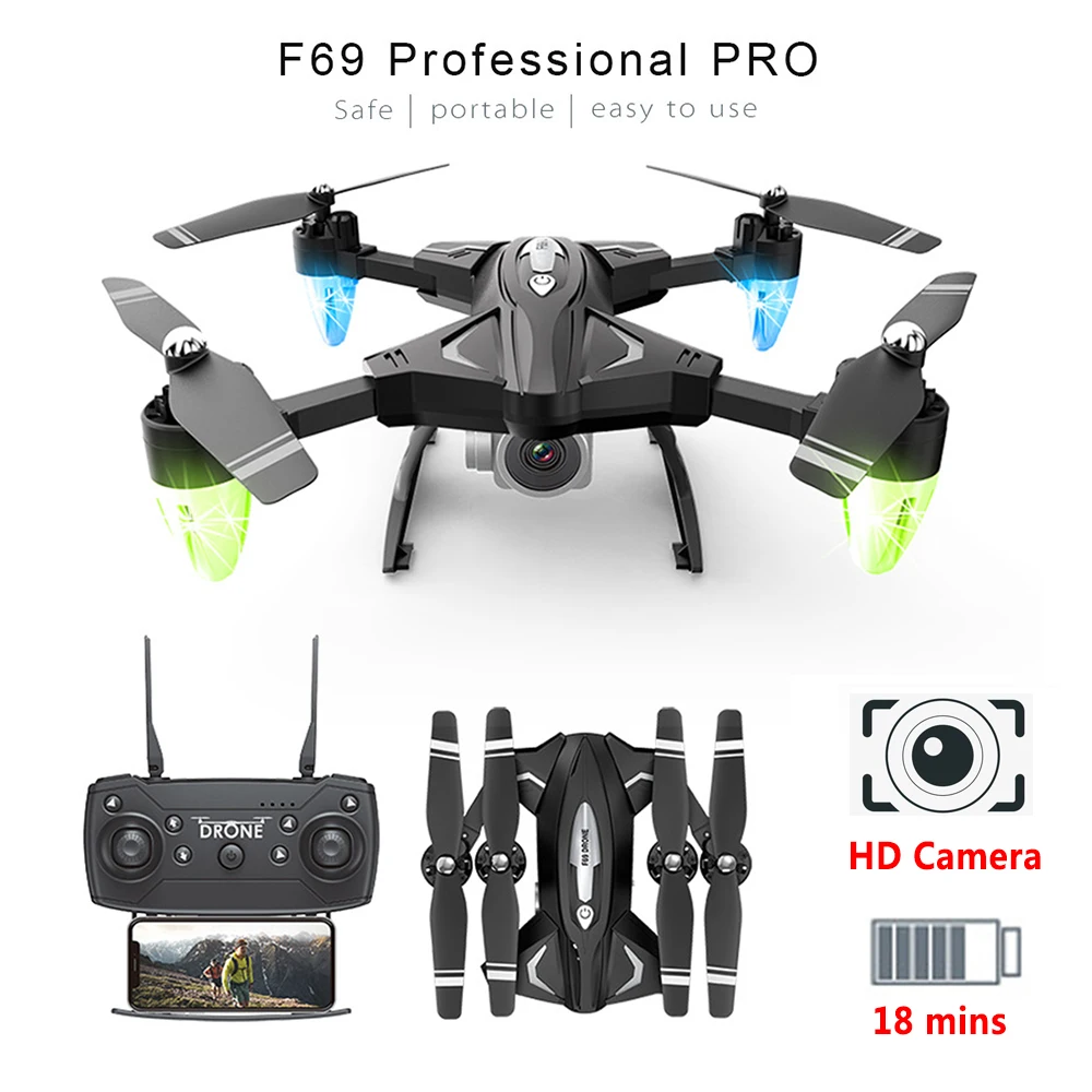 WUIYBN F69 wifi FPV с 480 P/1080 P HD широкоугольная камера высоким режимом удержания складной