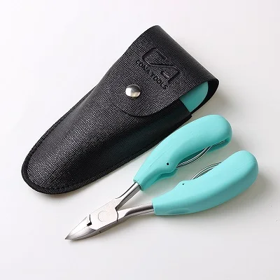 L Blue with leather Ножницы для кутикулы из нержавеющей стали кусачки для ногтей кусачки для кутикулы и ногтей инструмент для маникюра кусачки - Цвет: L Blue with leather