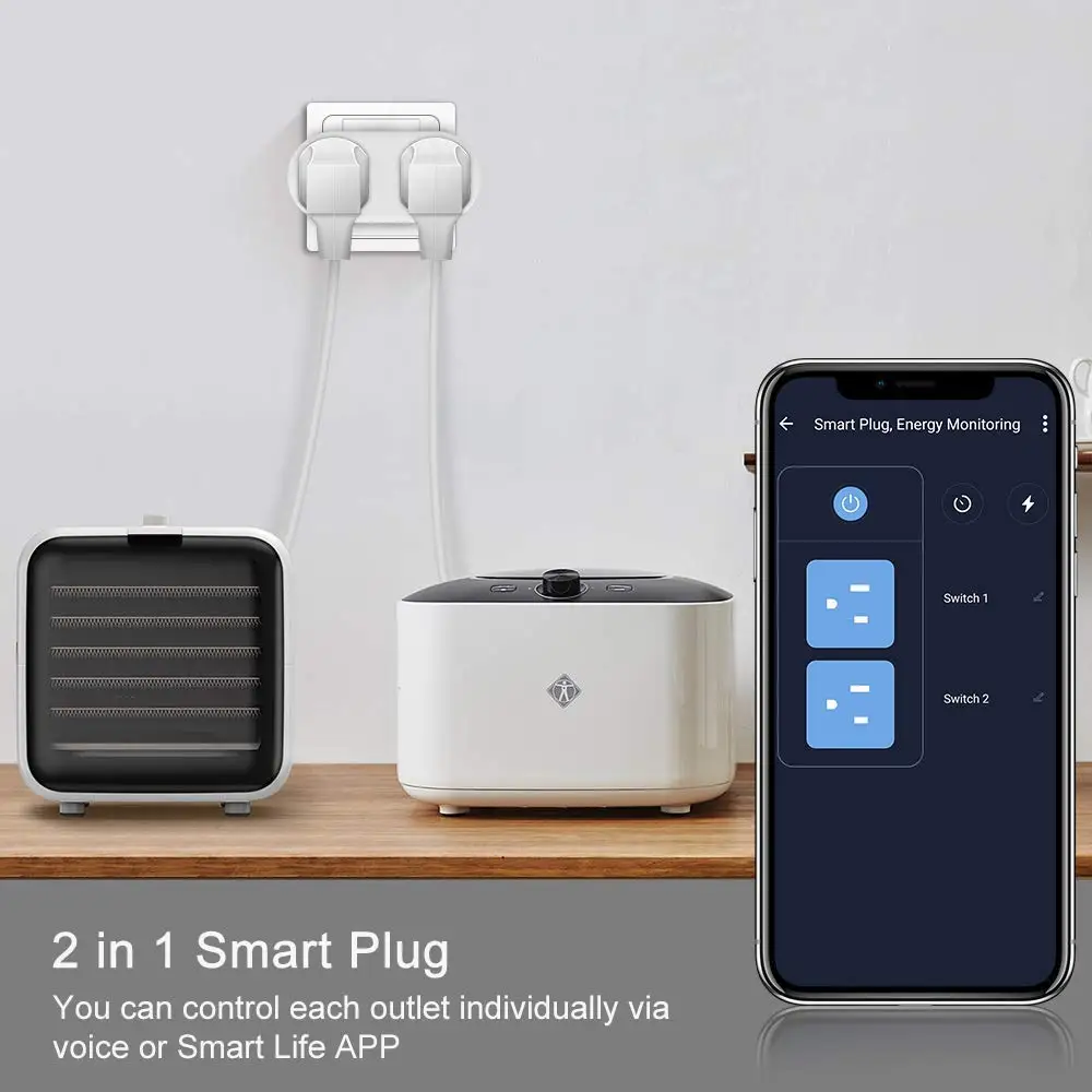 Совместимость с Alexa 2 в 1 WiFi розетка 16A стандарт ЕС контроль мощности Tuya приложение