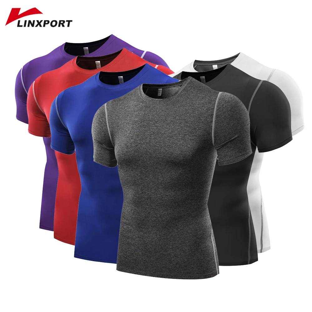 Male Short Sleeve T Shirts Running Tights Sports Thermal Muscle Underwear Fitness Gym Clothing Compression Jerseys Jacket Tops