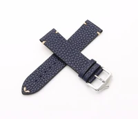20 22mm cowhide leather blue vintage wrist watch band strap belt silver polish pin buckle best gift for rolex omega tissot tag