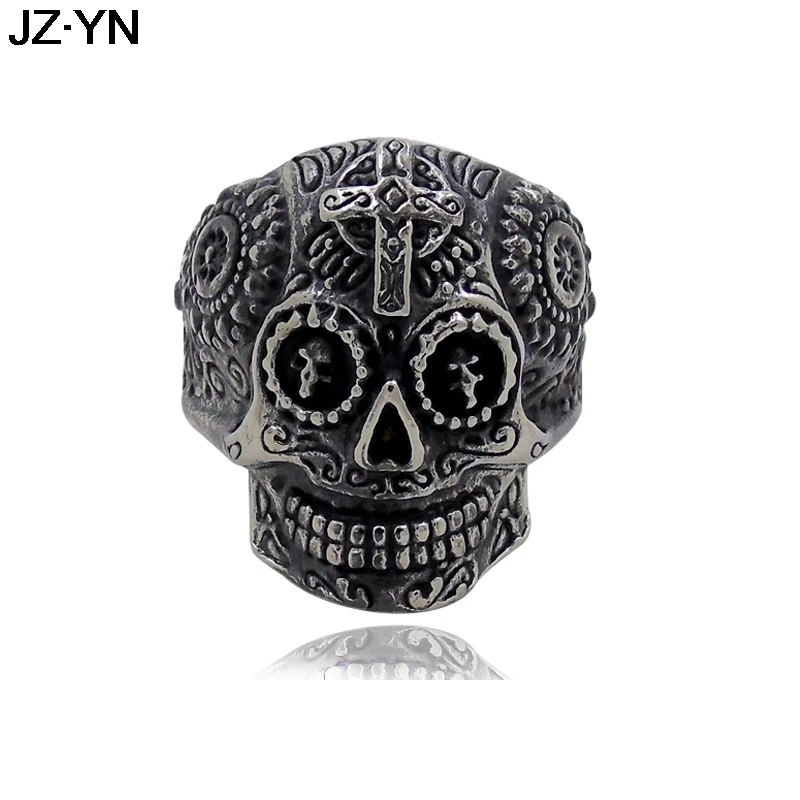 JZYN крутое мужское готическое кольцо с резьбой из нержавеющей стали высокого