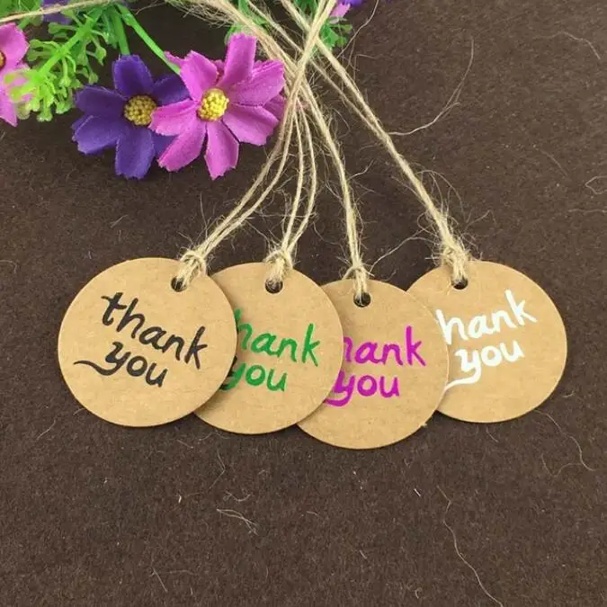 200 шт крафт ценники + пеньковые нитки бумага спасибо ярлык бумажные карты DIY