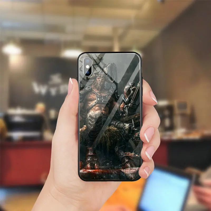 Модные GR5 2017 Рогатые жнец закаленное Стекло случаи мобильного телефона для Iphone 5 5s
