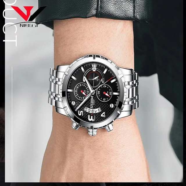 NIBOSI мужские часы топ известный бренд модные кварцевые в стиле милитари кварц