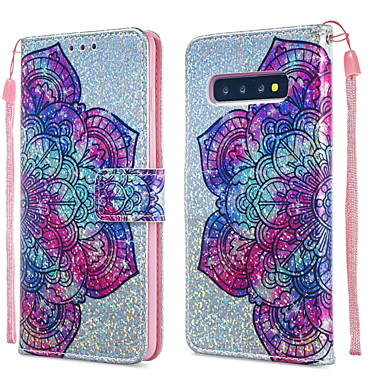 Кожаный флип чехол с единорогом пандой для Samsung Galaxy S10 S10e S9 S8 plus M10 M20 M30 A20 A30 A40 A50 A70 J3