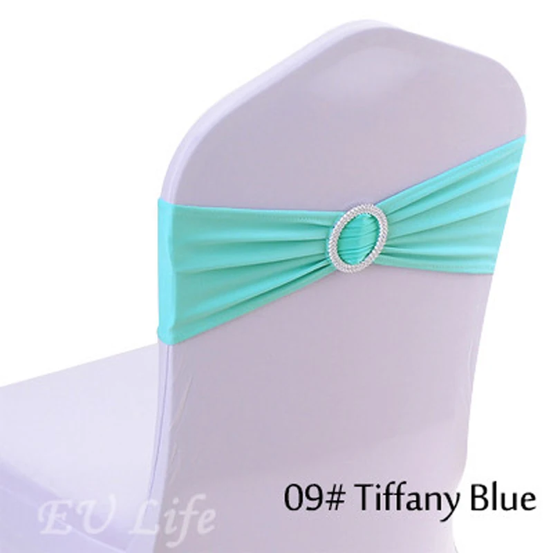Tiffany Blue 100 шт спандекс лайкра пояс для стула с пряжкой для свадьбы украшение для банкета и вечеринки бандо для свадьбы - Цвет: Tiffany Blue