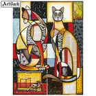 ArtBack алмазов картина абстрактный кошка значок полная квадратная Алмазная вышивка с изображением панды 3d Круглый дрель мозаичного искусства Стикеры