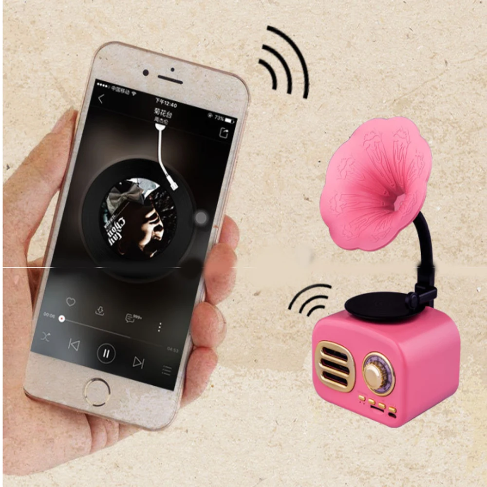 Ретро граммофон Bluetooth Динамик Беспроводной FM радио Поддержка ФТ карты долгого