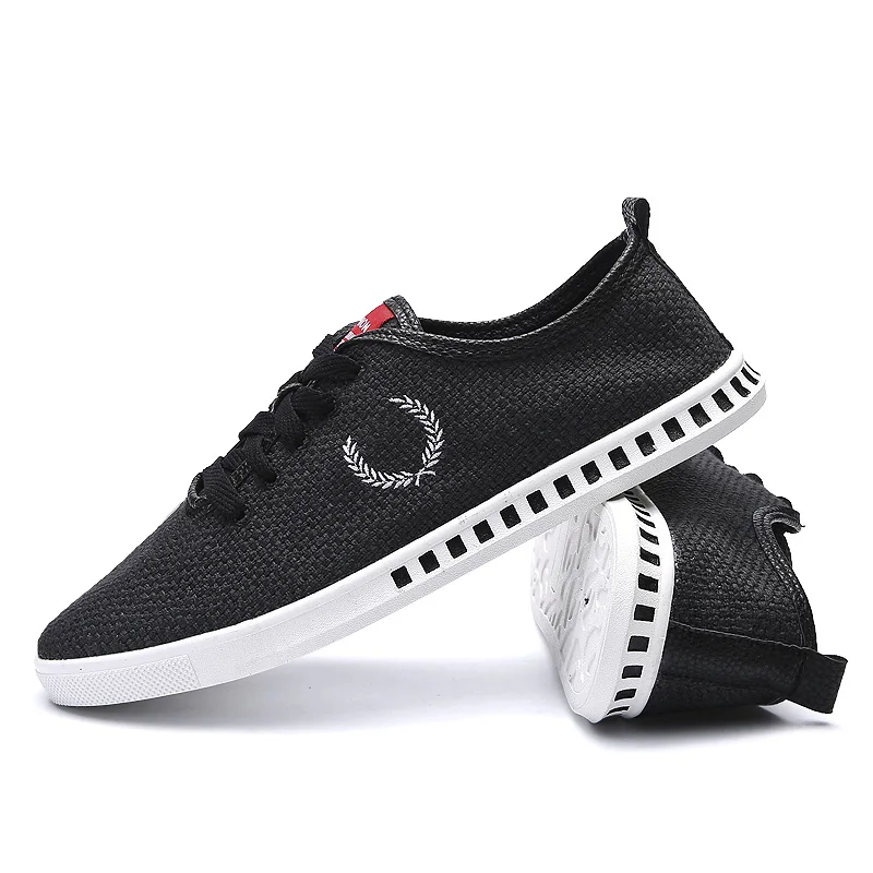 2018 Spring Summer Canvas Shoes Men Sneakers Low Top Linen Black White Beige Mens Casual Male Brand Fashion | Обувь