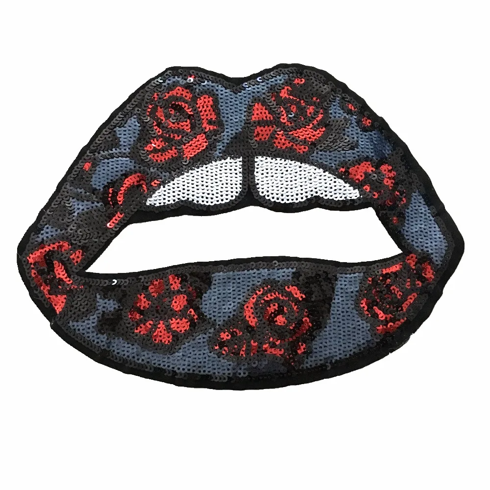 Цветок губы аксессуары для рукоделия 25 5X19 см патчи с блестками в форме рта одежды