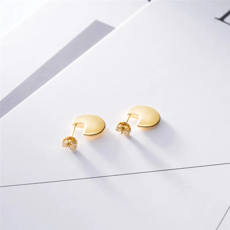 GS металлические медные женские серьги гвоздики Круглые цвета розового золота