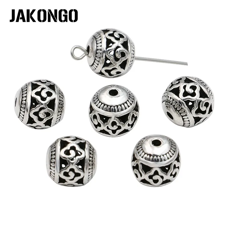Бусины JAKONGO посеребренные полые россыпью для изготовления ювелирных изделий