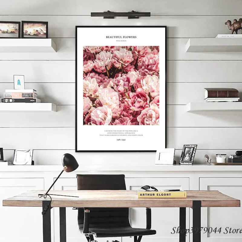 Quadros Decoracion Hogar современный цветок красная стена плакат Скандинавская Картина на