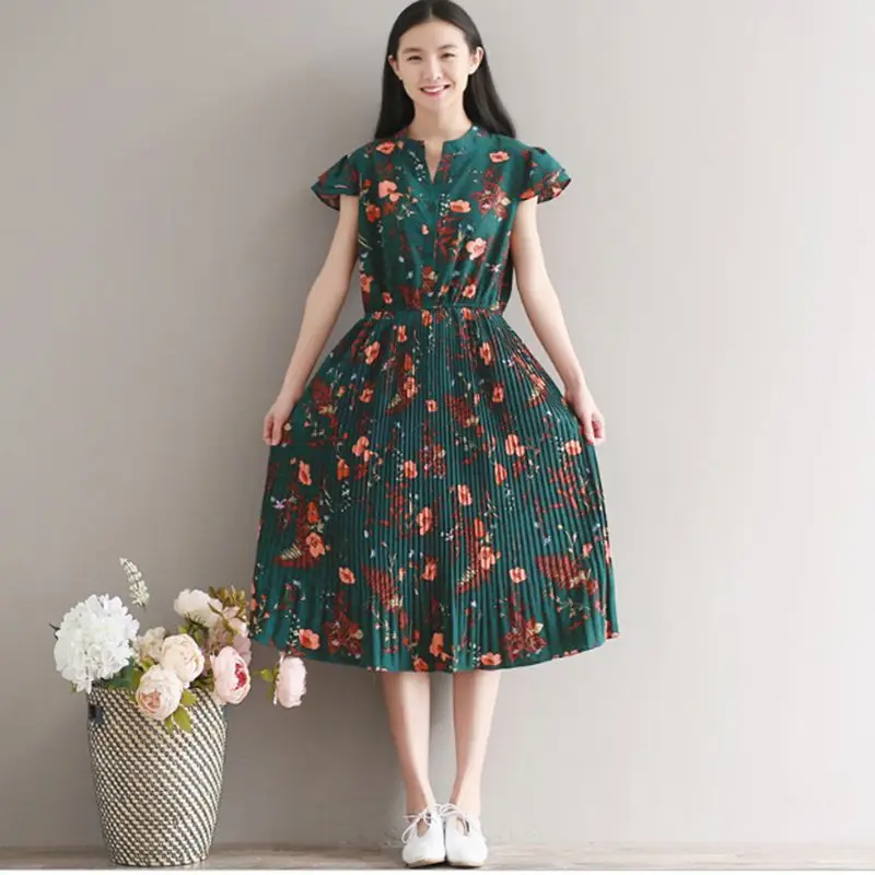 2018 Новое Женское шифоновое платье модное весенне летнее женское с бантом и