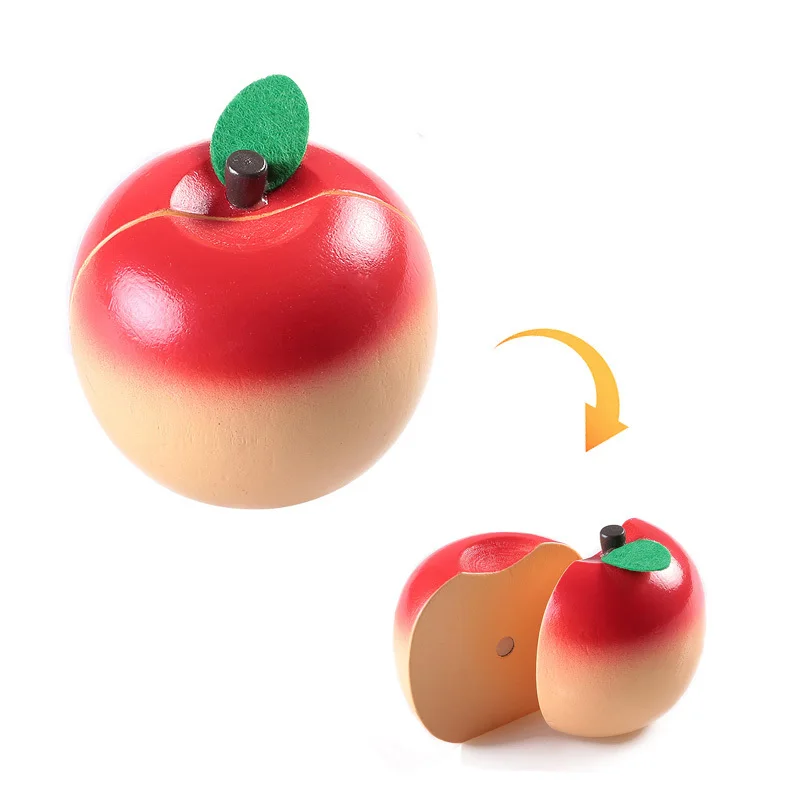 [Toy Woo] деревянная режущая кухонная игрушка, ролевые игры, фрукты, овощи, детские развивающие пищевые игрушки, детские кухонные игры, подарки - Цвет: New apple