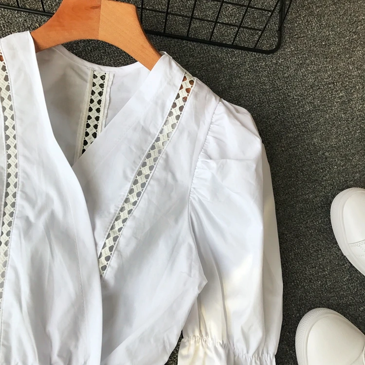 ALPHALMODA Женская Осенняя рубашка в полоску с v-образным вырезом и длинными рукавами