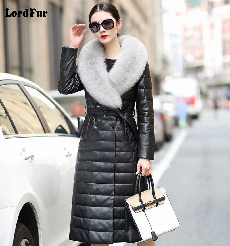 Женская замшевая парка из натуральной овечьей кожи пальто с воротником лисьего