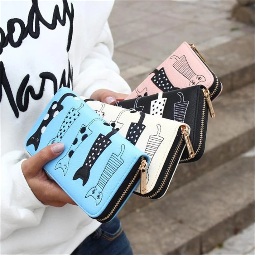 Aelicy Fashion Long Wallet Cartoon Cute Cat Women Girls PU Leather Card Holders Money Bag Change Purse Coin Phone Pocket | Багаж и сумки