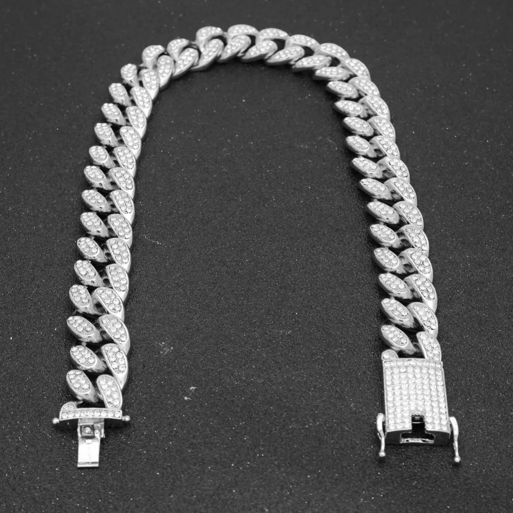 Ожерелье из сплава с AAA Iced Out, стразы, 20 мм, тяжелая цепочка в стиле хип-хоп с кубинским кубаном, золотого цвета, модные ювелирные изделия для мужчин